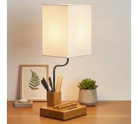 OUTON 8000mAh Rechargeable Bedside Table Lamp, USB C Charging Ports, Phone Stand & Pen Holder, Touch Control, 3 Color Temperatures & Slide Dimmer, Battery Indicator, Cordless Lamp for Home & Office