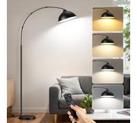 OUTON Arc Floor Lamp for Living Room, 80.3" Dimmable LED with Remote and Foot Switch, Metal Dome Shade, Adjustable Head, 3000K-6000K Tall Standing Light for Bedroom, Reading, Office, Corner