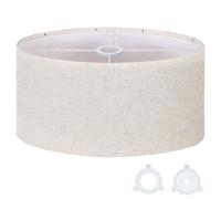 OUTON Beige Large Oval Lampshade, 16" Top x 10" Bottom x 9.7" High, Linen Lamp Shade Replacement for Floor Lamps and Tall Table Lamps, 1.65" Spider Fitting, Easy to Assemble, with Adapters Included