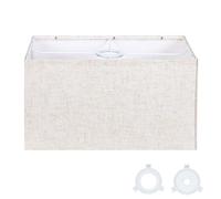 OUTON Beige Rectangle Lamp Shade, 13.8" Top x 7.9" Bottom x 8.9" High, Linen Replacement Lampshade for Floor Lamps and Tall Table Lamps, 1.65" Spider Fitting, Adapter Included, Easy to Assemble