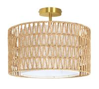 OUTON Boho Rattan Ceiling Light 43 cm, Semi Flush Mount Ceiling Light, 3 Light E27 Fixture for Bedroom, Living Room, Kitchen, Hallway and Entryway