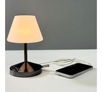 OUTON Cordless Rechargeable LED Table Lamp - Touch Stepless Dimming, Battery Indicator, USB-C & A Output, Dual Lampshade, 3 Color Temperatures, Waterproof for Home & Outdoor, Modern Design (Black)