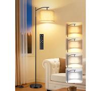 OUTON Dimmable Floor Lamp with Remote, 3000K-6500K Adjustable Color Temperatures, Timer & Memory Function, LED Tall Standing Lamp, Standard Lamp with Beige Lampshade for Living Room, Bedroom, Office