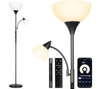 OUTON LED Dimmable Floor Lamp with Touch Control & Remote & App Control, Uplighter Mother and Child Floor Lamp with Reading Lamp, 1 Hour Timer, Tall Standing Lamp for Living Room, Bedroom, Office