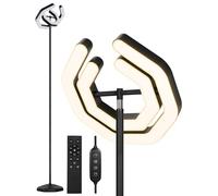 OUTON LED Floor Lamp for Living Room, 30W 3000LM Dual Head Standing Lamp with Remote Control, Cable Switch and Timer, Stepless Dimmable 2700K-6500K Tall Reading Light for Bedroom Office, Black