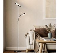 OUTON LED Floor Lamp with Reading Lamp, Mother/Father Parent & Child Uplighter and Spotlight Design, Dimmable Standing Lamp, Remote & Touch Control for Living Room Bedroom Office, Black