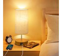 OUTON Table Lamp, Touch Control Small Bedside Lamps with USB A+C Charging Port, Memory Function, Stepless Dimmable Table Lamp for Living Room, Bedroom, 9W 2700K LED Bulb Included