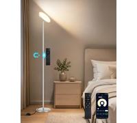 OUTON Upgrade LED Uplighter Floor Lamp, Torchiere Dimmable Standing Lamp | APP & Remote & Touch Control, 2700K-6500K, 1 Hour Timer, Modern Standard Lamps for Living Room, Bedroom, Office, Sliver Grey