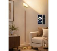 OUTON Upgrade LED Uplighter Floor Lamp, Torchiere Dimmable Standing Lamp | APP & Remote & Touch Control, 2700K-6500K, 1 Hour Timer, Modern Standard Lamps for Living Room, Bedroom, Office, Wood