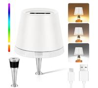 OUTON Wireless Bottle Lamp with RGB & 3 Color Temperatures, LED Battery Indicator, Stepless Dimming, Touch Control, Memory Function, Eye-Caring, USB-C Rechargeable for Indoor/Outdoor, White