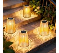 OUTONLIFE 4 Pack Solar Lanterns Outdoor Waterproof, Hanging Rattan Woven Solar Lights with Auto On/Off, Decorative Gifts for Garden, Yard, Patio, Tree, Porch, Lawn, Pathway & Outside Tabletop Decor
