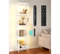 OUTONLIFE 5 Tier Floor Lamp with Shelves, LED Lights, Touch & Remote Control, 3 Color Temperature, Dimmable Tall Corner Bookshelf, Standing Display Shelf for Living Room, Bedroom, Office(White)