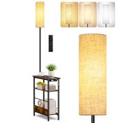 OUTONLIFE Floor Lamp with Table & Remote, Narrow Side Table with Lamp & Charging Station, Skinny End Table for Small Spaces, 3 Color Temperatures, Stepless Dimming, for Bedroom, Living Room