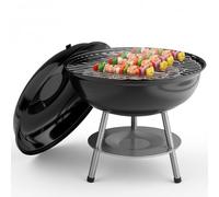 Outopee 14" Portable Charcoal Grill, Tabletop Outdoor Barbecue Smoker with Dual Venting System, Enamel Coated, Small BBQ Grill for Camping Garden Party Picnic Cooking, Black