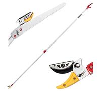 Outopee 2.3-4m Telescopic Tree Pruner & Lopper 2 in 1 | Lightweight & Strong Extendable Pole Pruner with Rotate Head, Long Reach Pole Saw for Branch Cutter and Fruit Picking