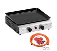 Outopee 2 Burner Portable Propane Gas Barbecue Grill, 20,000 BTU Tabletop Gas BBQ with Non-Stick Griddle & Electronic Ignition for Outdoor Cooking, Camping, Picnic, Garden, Party, Festival