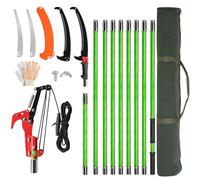 Outopee 30FT Pole Pruning Saw, Manual Pole Saw Long Handle Pruner Set, Telescopic Tree Trimmers Garden Tools with Sharp Blade, Scissors, Carry Bag for Pruning Palms and Shrubs High Branches, Green