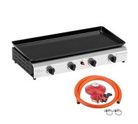 Outopee 4 Burner Portable Propane Gas Barbecue Grill, 40,000 BTU Tabletop Gas BBQ with Non-Stick Griddle & Electronic Ignition for Outdoor Cooking, Camping, Picnic, Garden, Party, Festival