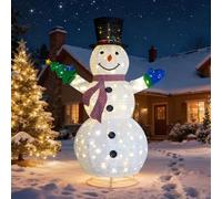 Outopee 5.7 FT Christmas Lighted Snowman Holding Small Tree Decoration