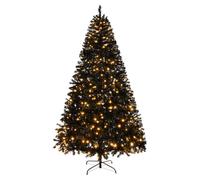 Outopee 6ft Black Artificial Christmas Tree with DIY 100 Warm Lights | Halloween Tree, 750 PVC Branch Tips, Foldable Metal Stand, Battery Operated, Xmas Holiday Party Decor for Home Office Shop