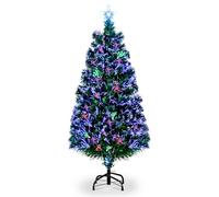 Outopee 6ft Fibre Optic Christmas Tree with Multi-Colour Changing Lights, Top Star, 230 Branch Tips, Pre-lit Green Artificial Xmas Tree for Holiday Home & Office Decoration