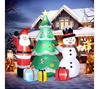 Outopee 6FT Inflatable Christmas Decoration with Santa Snowman Christmas Tree & Gift Boxes, 11 LED Lights, Indoor Outdoor Light Up Xmas Display Blow Up Holiday Ornament for Lawn, Garden, Porch