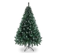 Outopee 6ft Snow Flocked Artificial Christmas Tree, White and Green PVC Pine Xmas Trees with 650 Branch Tips & Foldable Metal Stand, Indoor Christmas Holiday Decoration for Home, Office, Shop