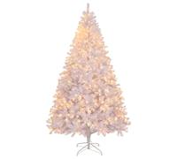 Outopee 6ft White Artificial Christmas Tree, Xmas Tree with DIY 100 Warm Lights, 800 PVC Branch Tips & Foldable Metal Stand, Xmas Holiday Party Decoration for Home Office Shop
