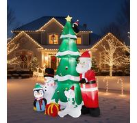 Outopee 7.5FT Christmas Inflatable Outdoor Decoration, Christmas Tree with Santa, Snowman, Penguin, Built-in 9 LED Lights, Xmas Holiday Party Blow Up Yard Decorations for Lawn, Garden, Porch