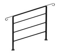 Outopee Adjustable Wrought Iron Exterior Handrail - Fit 1 to 4 Steps Stair Railing With Installation Kit for Stairs, Garden, House Entrance, Crimped