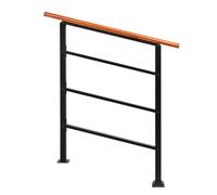 Outopee Adjustable Wrought Iron Handrail - Fit 1 to 3 Steps Stair Railing with Installation Kit for Exterior Stairs, Garden, House Entrance, Wooden Steps