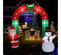 Outopee Christmas Inflatable Archway, 8FT Santa Claus & Snowman Decoration, Large Arch with 7 LED Lights