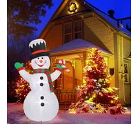 Outopee Christmas Inflatable Snowman Decoration, 6FT Outdoor Snowman with Built-in 3 LED Lights, Blow Up Yard Decoration for Lawn, Garden