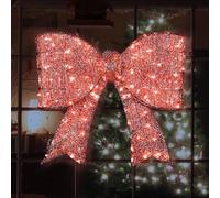 Outopee Lighted Christmas Bow Decoration, Outdoor Hanging Christmas Large Red Bows with 124LED Lights, Pre-Lit Classic Ornament for Indoor & Outdoor Holiday Garden, Wall, Wreath, Door or Party Décor