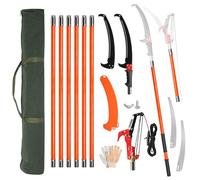 Outopee Manual Pole Saw & Telescopic Tree Pruner, 26FT Long Reach Pruning Saw with Sharp Steel Blade and Shears, Lightweight Trimming Tool for Garden, Oak, Palm Outdoor Use, Orange