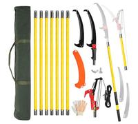 Outopee Manual Pole Saw & Telescopic Tree Pruner, 30FT Long Reach Pruning Saw with Sharp Steel Blade and Shears, Lightweight Trimming Tool for Garden, Oak, Palm Outdoor Use, Yellow