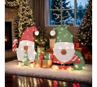 Outopee Set of 2 Lighted Christmas Gnomes Decorations, Waterproof 2D Gnome with 80 LED Lights, Pre-Lit Christmas Ornament Decor for Indoor Outdoor Festive Xmas Holiday Garden Yard Lawn