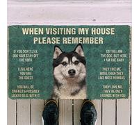Outory Husky Dog When Visiting My House Please Remember Doormat,Novelty Flannel Floor Mat With Non-Slip Rubber,Housewarming Decor Gift for Husky Dog Lovers Home Decorative Welcome Doormat 24x16 Inch