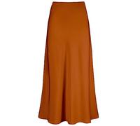 Outoshe Women's High Waisted Satin Maxi Skirt with Hidden Elastic Waist A-Line Skirt, Caramel crunch, M