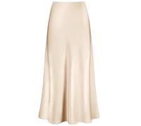 Outoshe Women's Satin High Waisted Maxi Skirts Hidden Elasticized Waistband A Line Long Skirt, Champagne, M