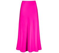 Outoshe Women's Satin High Waisted Maxi Skirts Hidden Elasticized Waistband A Line Long Skirt, Hot Pink, M