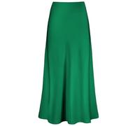 Outoshe Women's Satin High Waisted Maxi Skirts Hidden Elasticized Waistband A Line Long Skirt, Irish Green, L