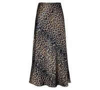 Outoshe Women's Satin High Waisted Maxi Skirts Hidden Elasticized Waistband A Line Long Skirt, Leopard Brown, M
