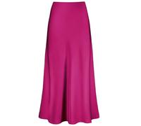 Outoshe Women's Satin High Waisted Maxi Skirts Hidden Elasticized Waistband A Line Long Skirt, Rose Red, S
