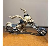 OUTOUR 15.8 Inch Steampunk Skeleton Motorcycle Model Gothic Skull Motorbike Decor Biker Gift for Men Man Cave Decorative Sculpture
