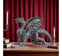OUTOUR Big Size Gothic Medieval Mythic Guardian Roaring Winged Dragon Figurine Statue Fantasy Decoration Table Halloween Decor Resin Home Bedroom Man Cave Decor Gift 19.2 Inches Long