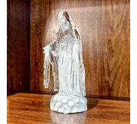 OUTOUR Clear Acrylic Virgin Mary Figurine with LED Light Our Lady of Fatima Figurine Blessed Mother Religious Decor