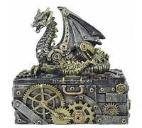OUTOUR Steampunk Dragon Statue Trinket Box Fantasy Decor Mythical Guardian Dragon Figurine Jewelry Storage Tarot Box