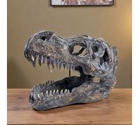 OUTOUR T-Rex Skull Wall Decor 15.5 Inch Dinosaur Head Trophy Faux Taxidermy Wall Mount Tyrannosaurus Rex Fossil Sculpture for Man Cave Office Dinosaur Themed Room Decor