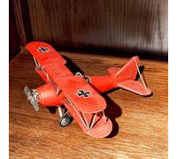 OUTOUR Vintage Fokker Dr.I Triplane Model of Red Baron Replica German Fighter Plane from World War I, Handmade Metal Plane Figurine, Retro Aviation Decoration